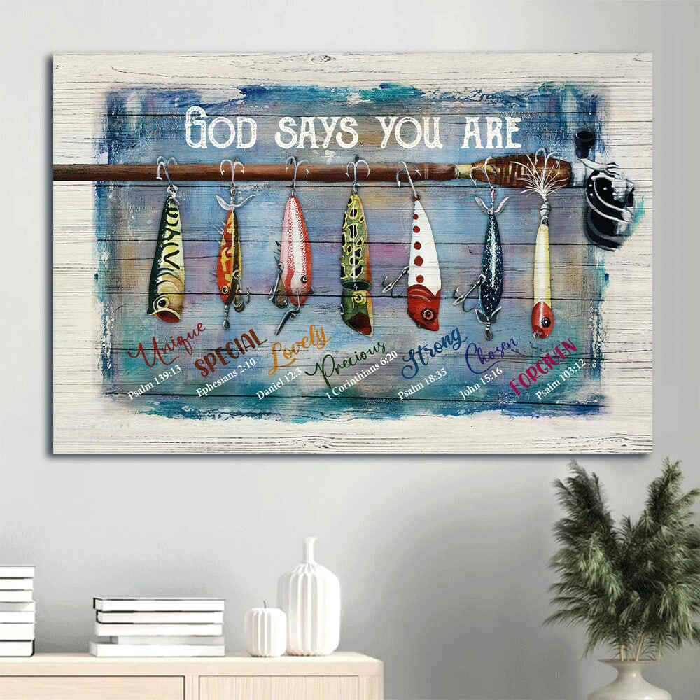 Beautiful Fish Hook Fishing Rod God Says You Are Canvas Wall Art