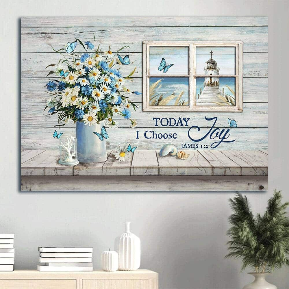 Daisy Flower James 1:2 Today I Choose Joy Canvas Wall Art