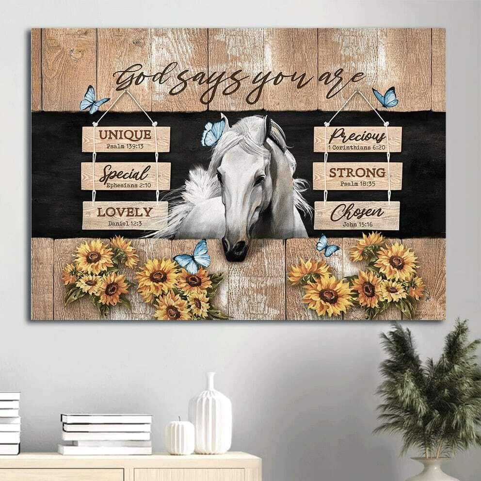 Horse Sunflower God Says You Are Canvas Wall Art