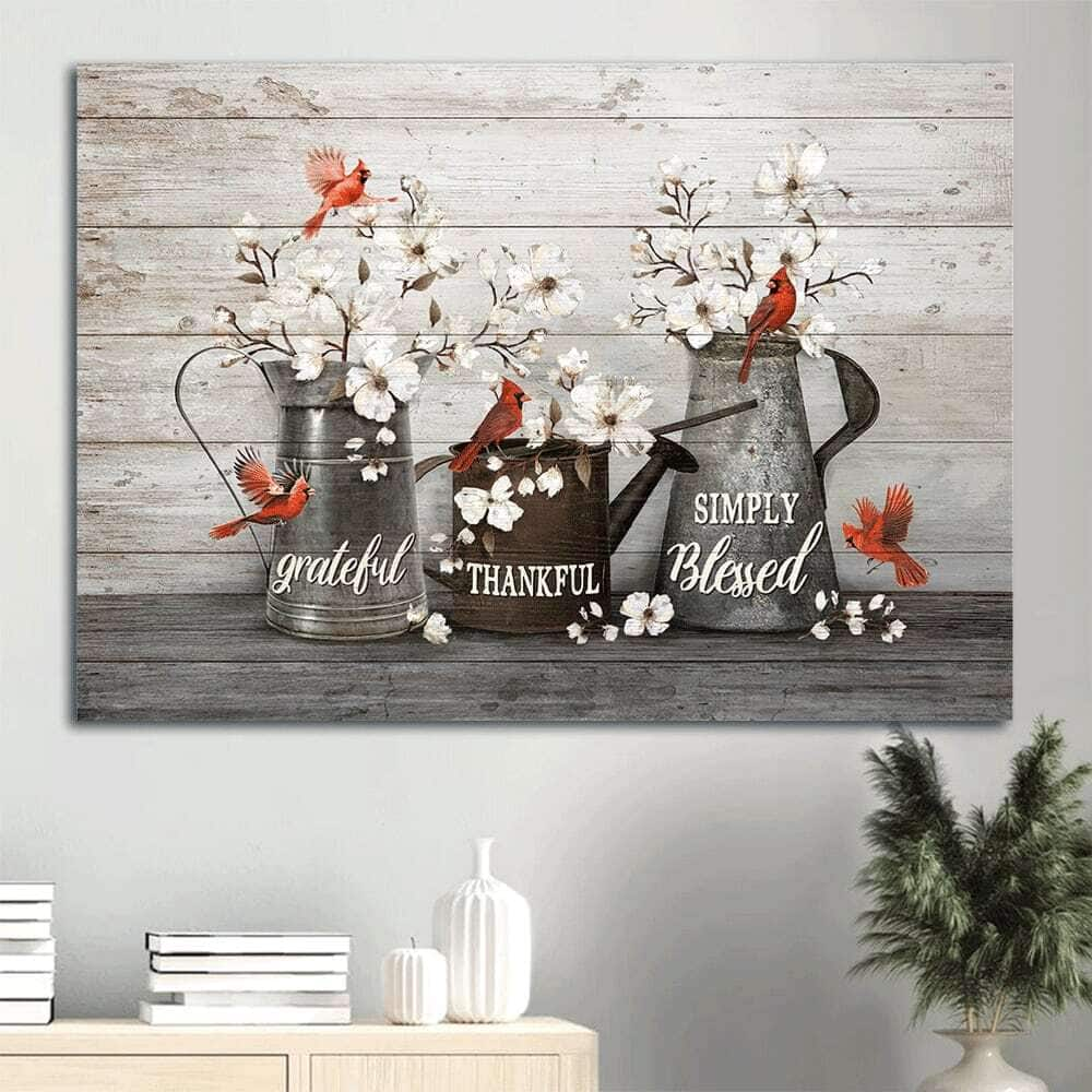 Grateful Thankful And Simply Blessed Canvas Wall Art