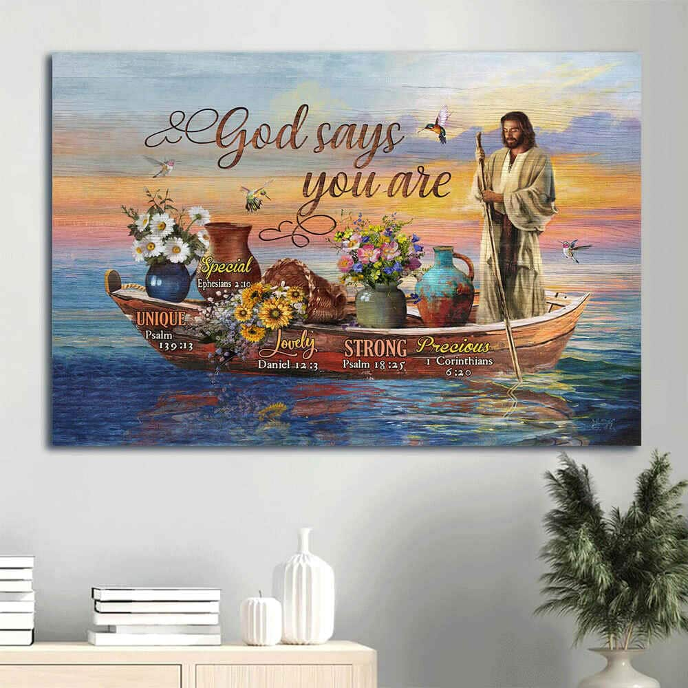 Christian God Says You Are Canvas Wall Art Unique Special Lovely