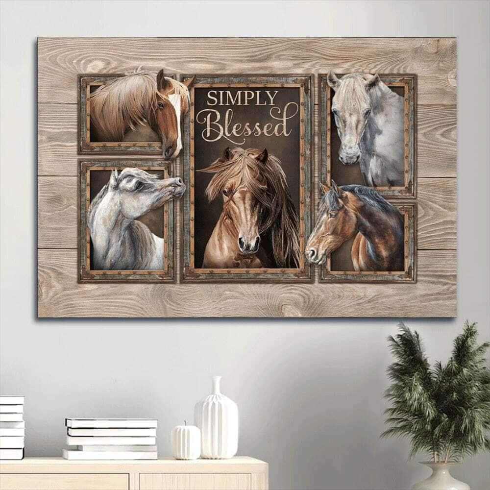 Christian Simply Blessed Canvas Wall Art Horse