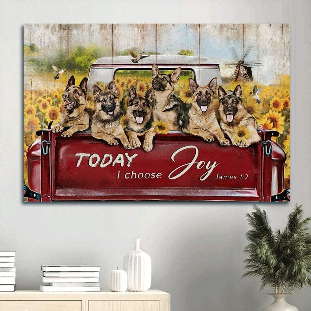 German Shepherd James 1:2 Today I Choose Joy Canvas Wall Art