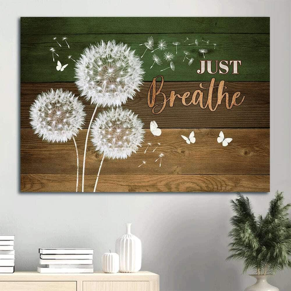 Christian Just Breathe Canvas Wall Art Dandelion