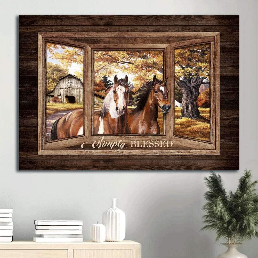 Horse Autumn Forest Simply Blessed Canvas Wall Art