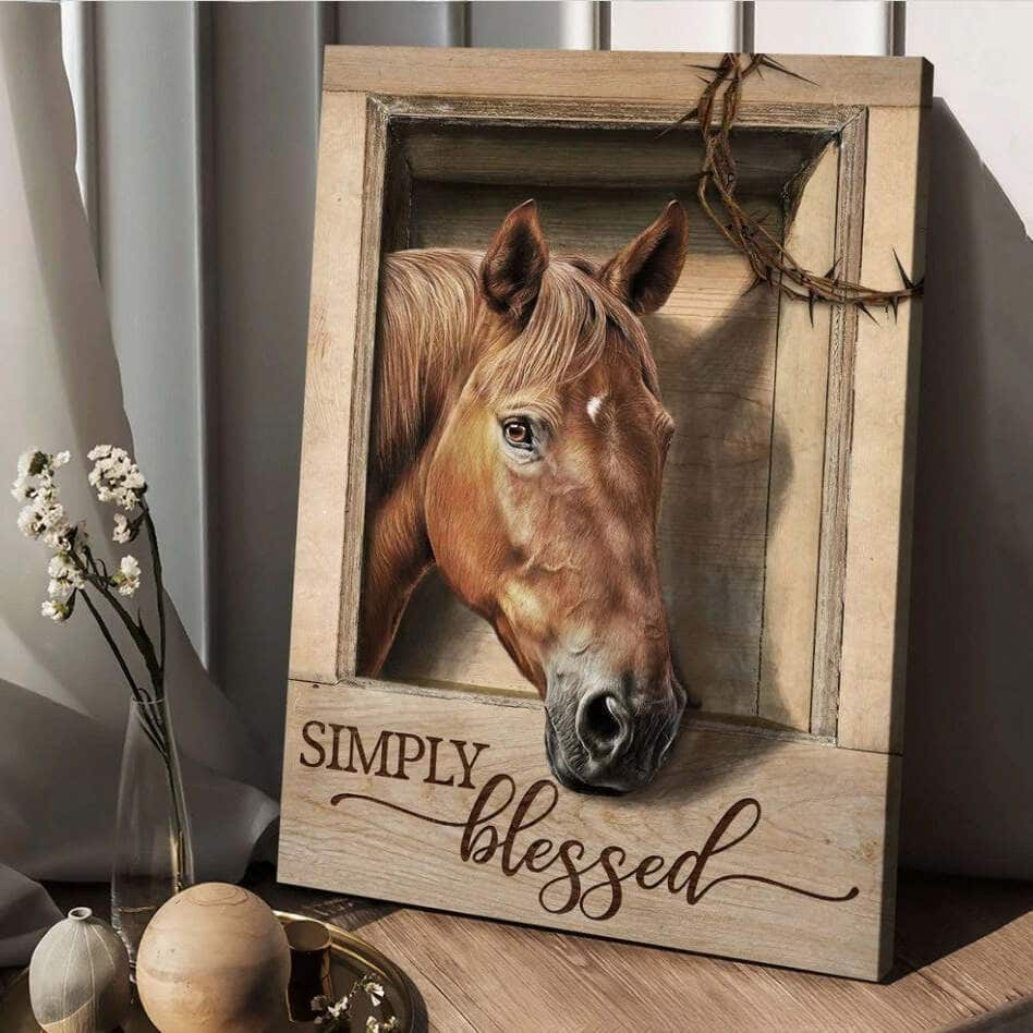 Christian Simply Blessed Canvas Print Horse Crown Of Thorns Jesus