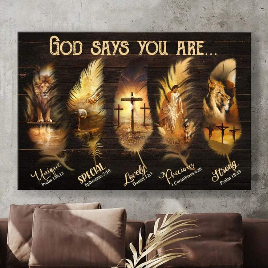 Christian Jesus God Says You Are Unique Canvas Wall Art