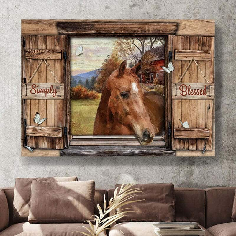 Christian Canvas Wall Art Horse Blessed Simply