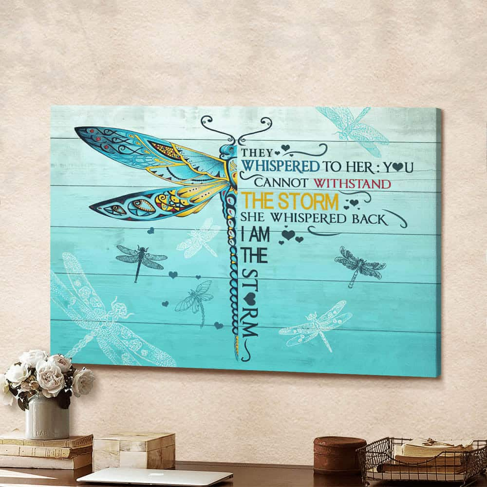 Christian I Am The Storm Dragonfly Religious Canvas Wall Art