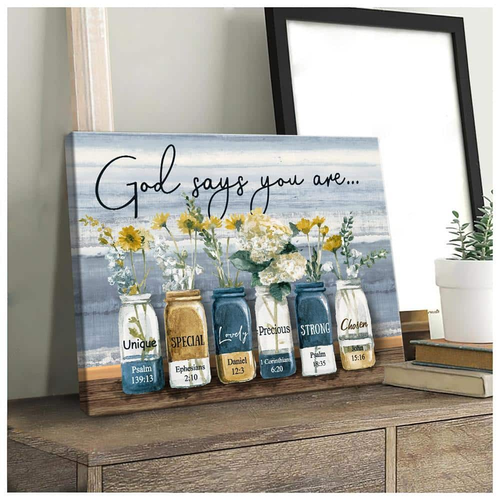 Christian God Says You Are Unique Special Lovely Precious Strong Chosen Christian Canvas Wall Art