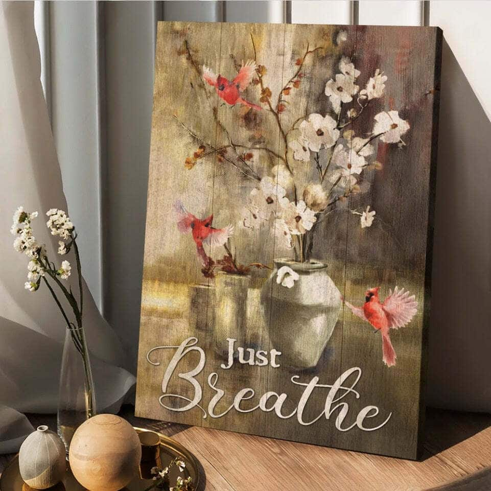 Christian Canvas Wall Art Paper Flower Just Breathe