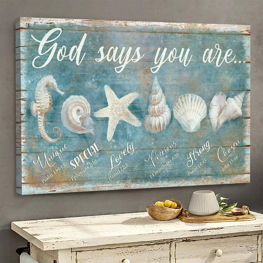 Christian God Says You Are Canvas Wall Art Seashells