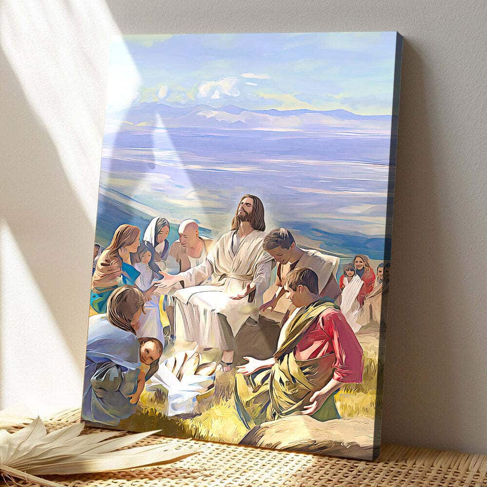 Christian Ordinary People Surrounding Jesus Canvas Print