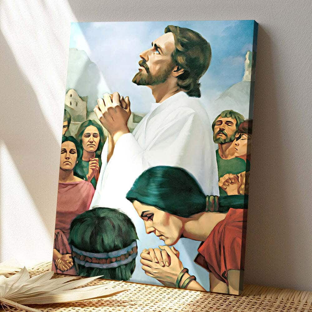 Christian Jesus Prays For His Disciples Canvas Print