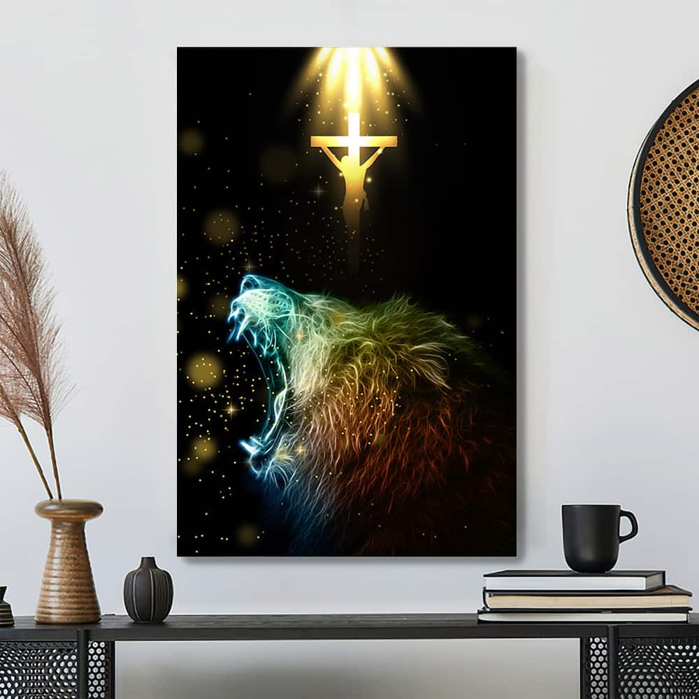 Lion Of Judad Crucifixion Jesus Canvas Print