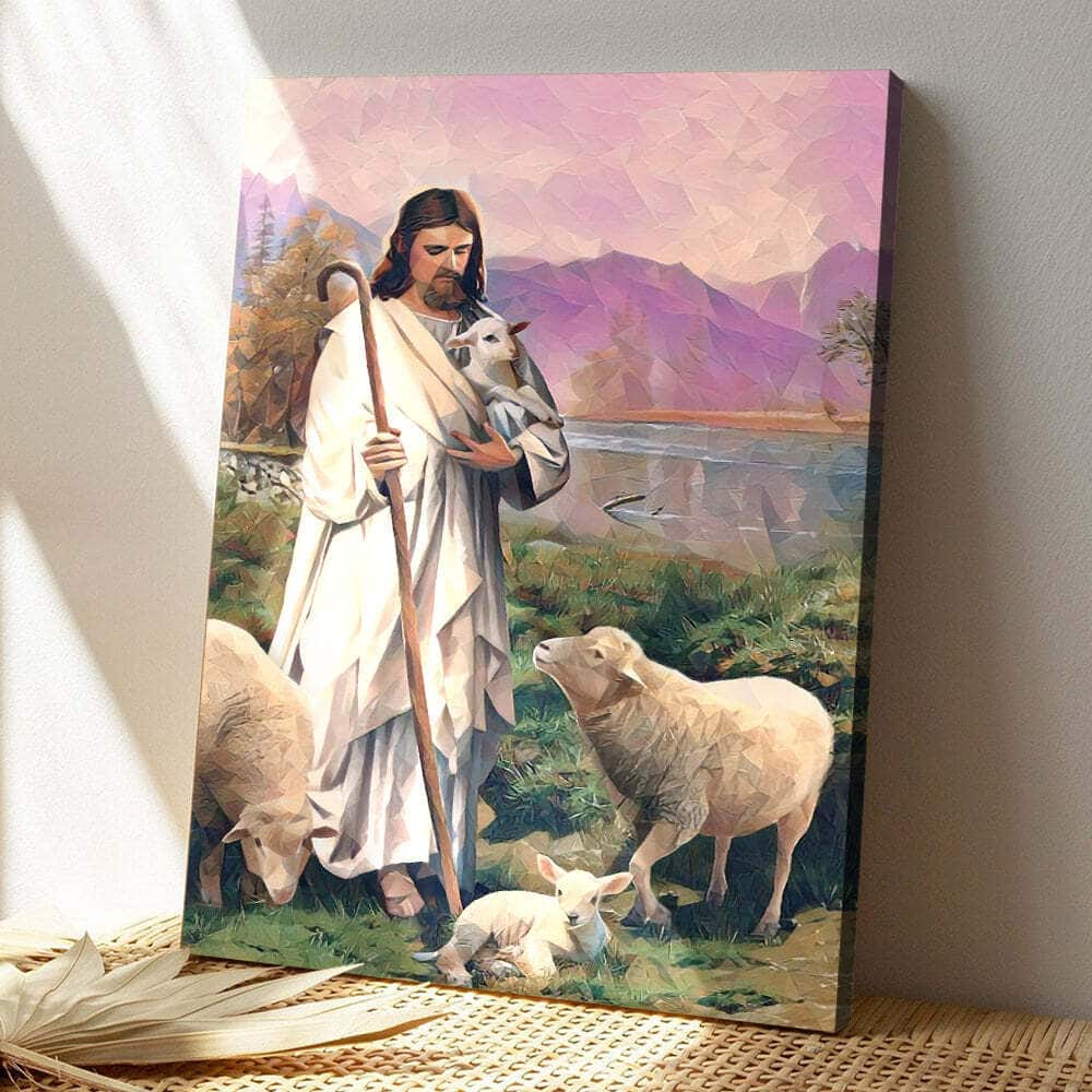 Christian Jesus And Sheep Canvas Print