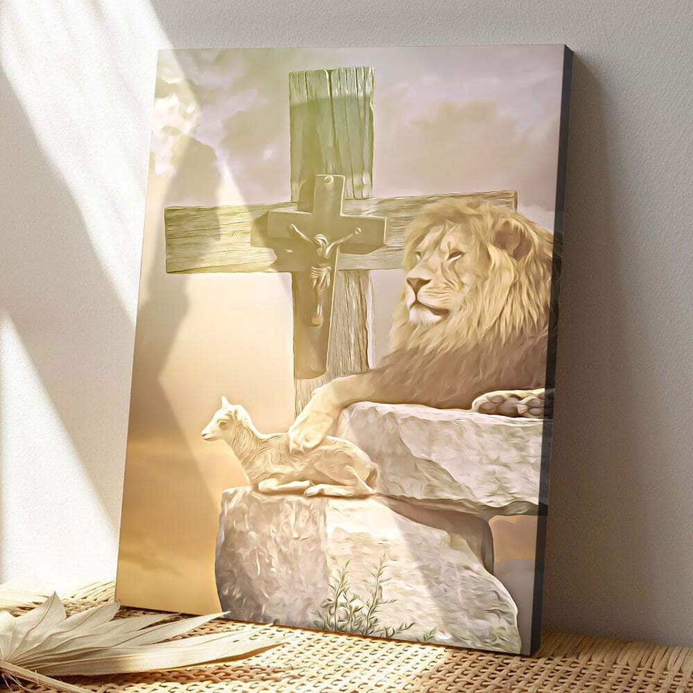 Christian Cross Lion Jesus Canvas Print