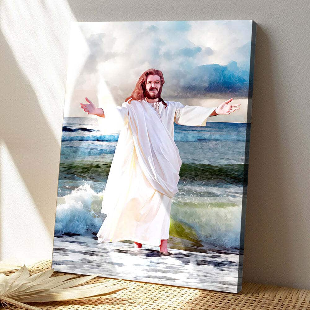 Christian Jesus Is On The Beach Canvas Print