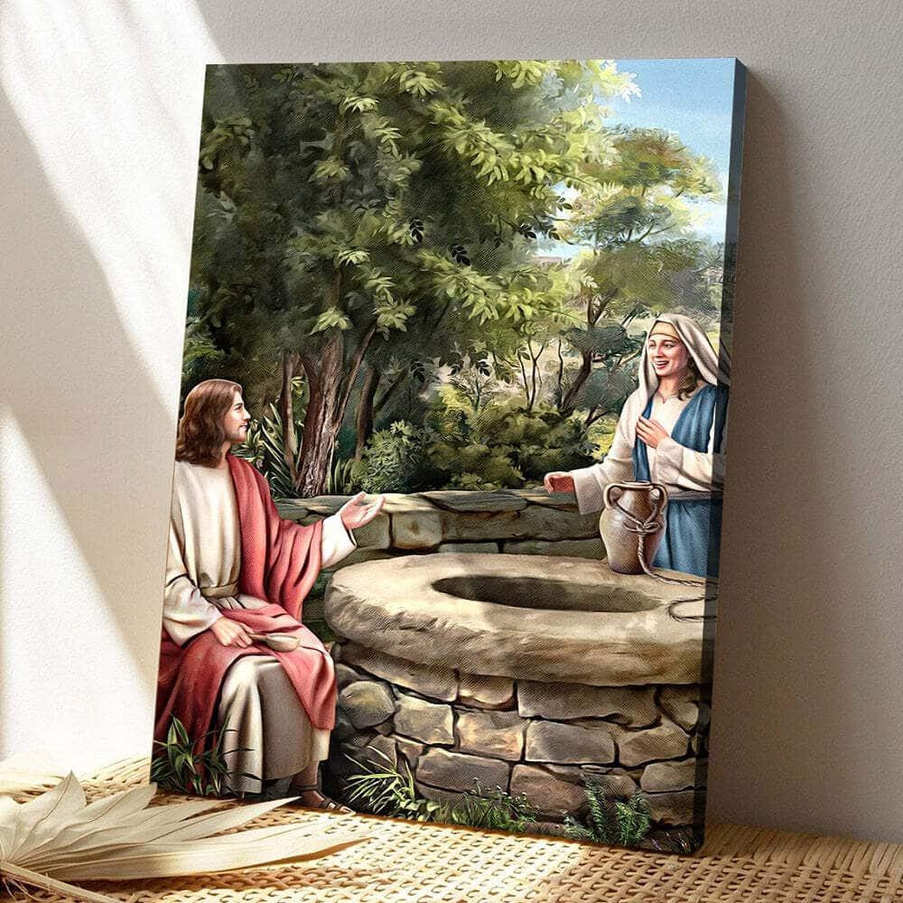 Christian Jesus And The Woman At The Well Canvas Print