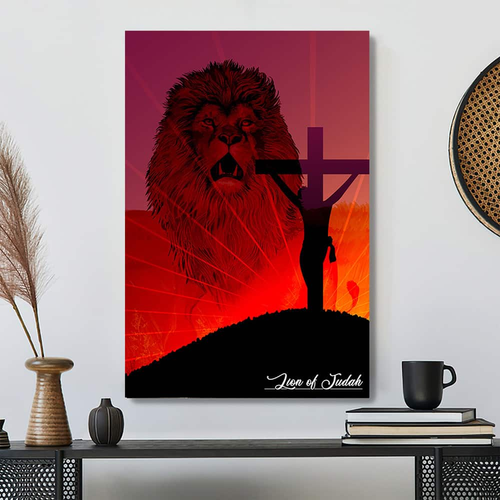 Cross Lion Of Judad Crucifixion Jesus Canvas Print