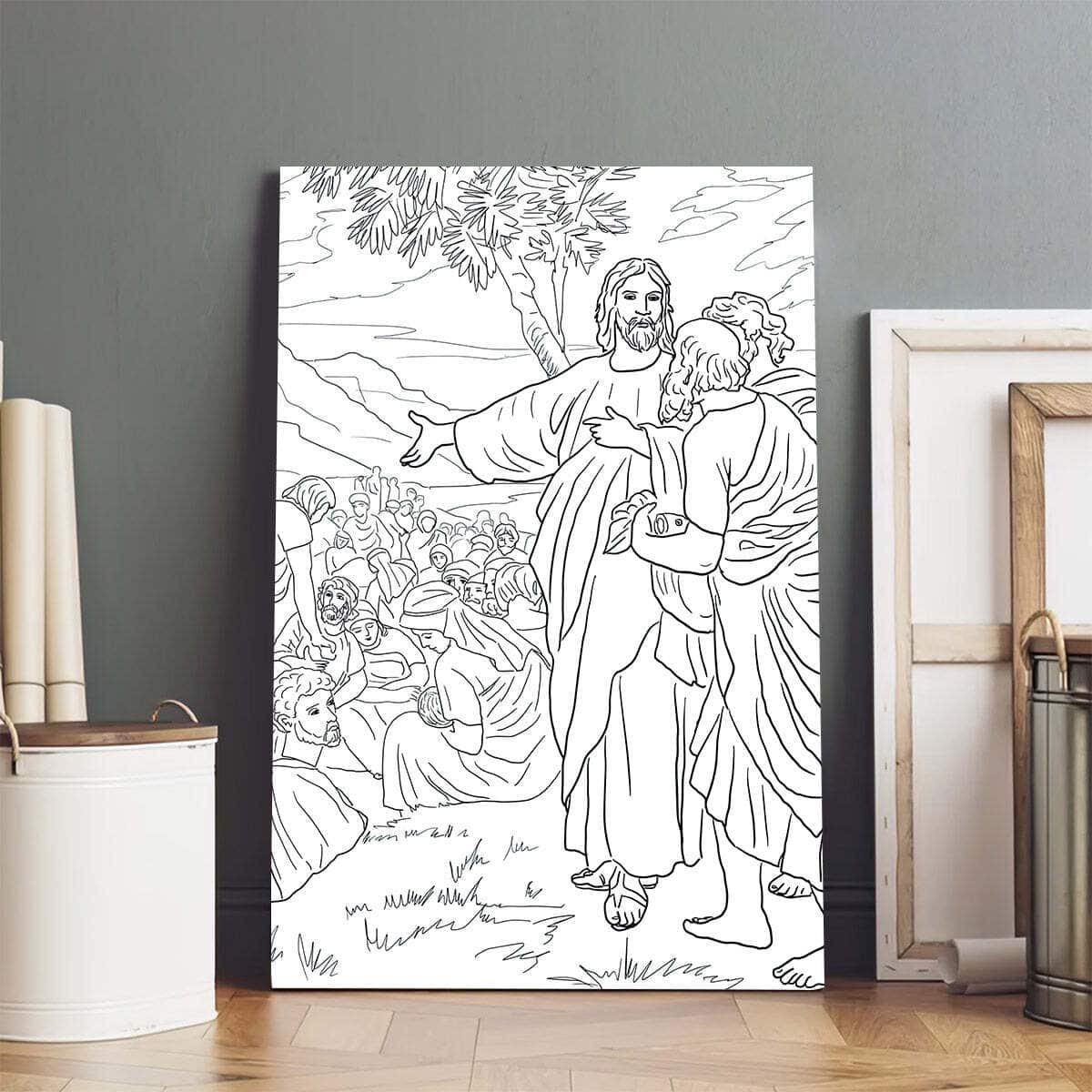 Christian Canvas Print Jesus Feeds 4000 People