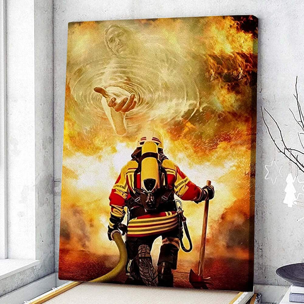 Christian Canvas Print Firefighter God Jesus