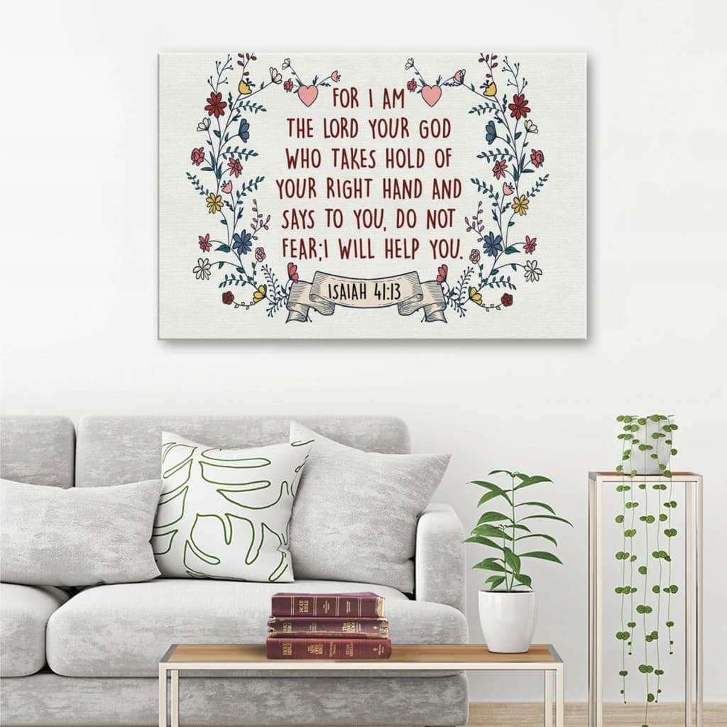 Christian Canvas Wall Art For I Am The Lord Your God Isaiah 41:13 Bible Verse