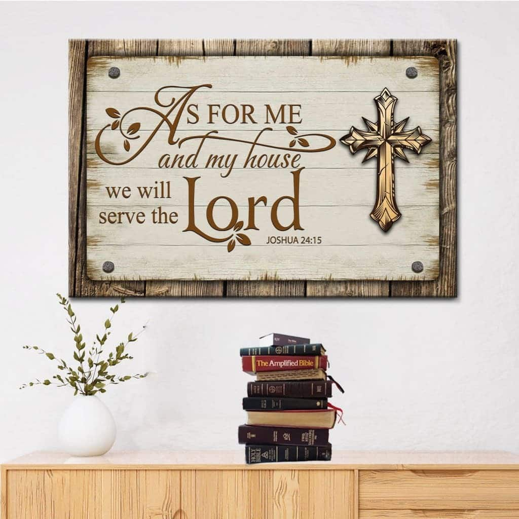 Christian Canvas Wall Art As For Me And My House 24:15