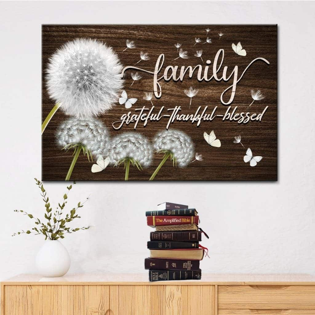 Christian Canvas Wall Art Family Grateful Thankful Blessed