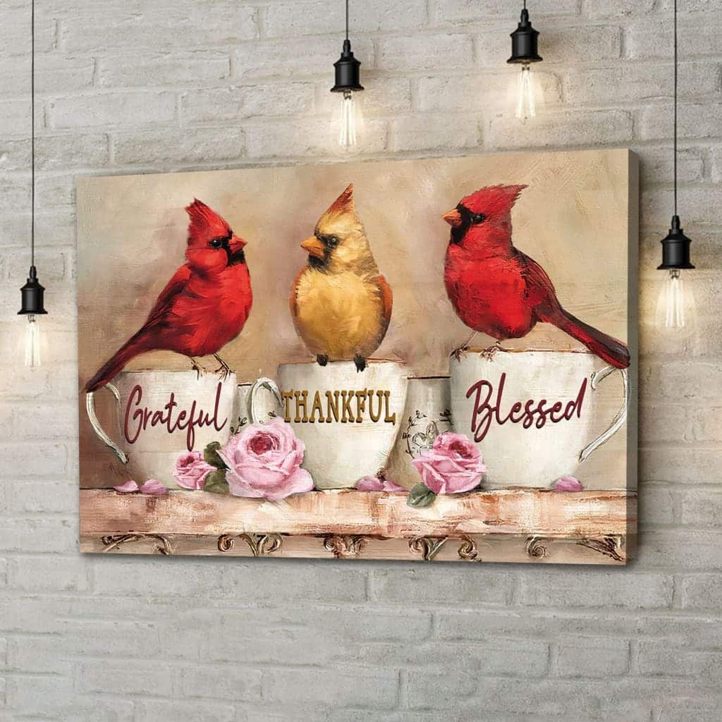 Christian Canvas Wall Art Grateful Thankful Blessed