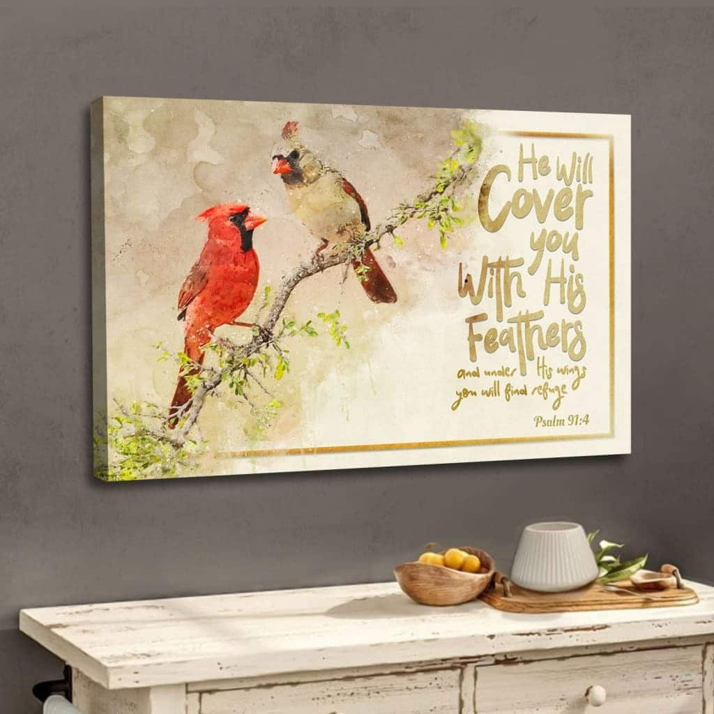 Christian Canvas Wall Art He Will Cover You With His Feathers