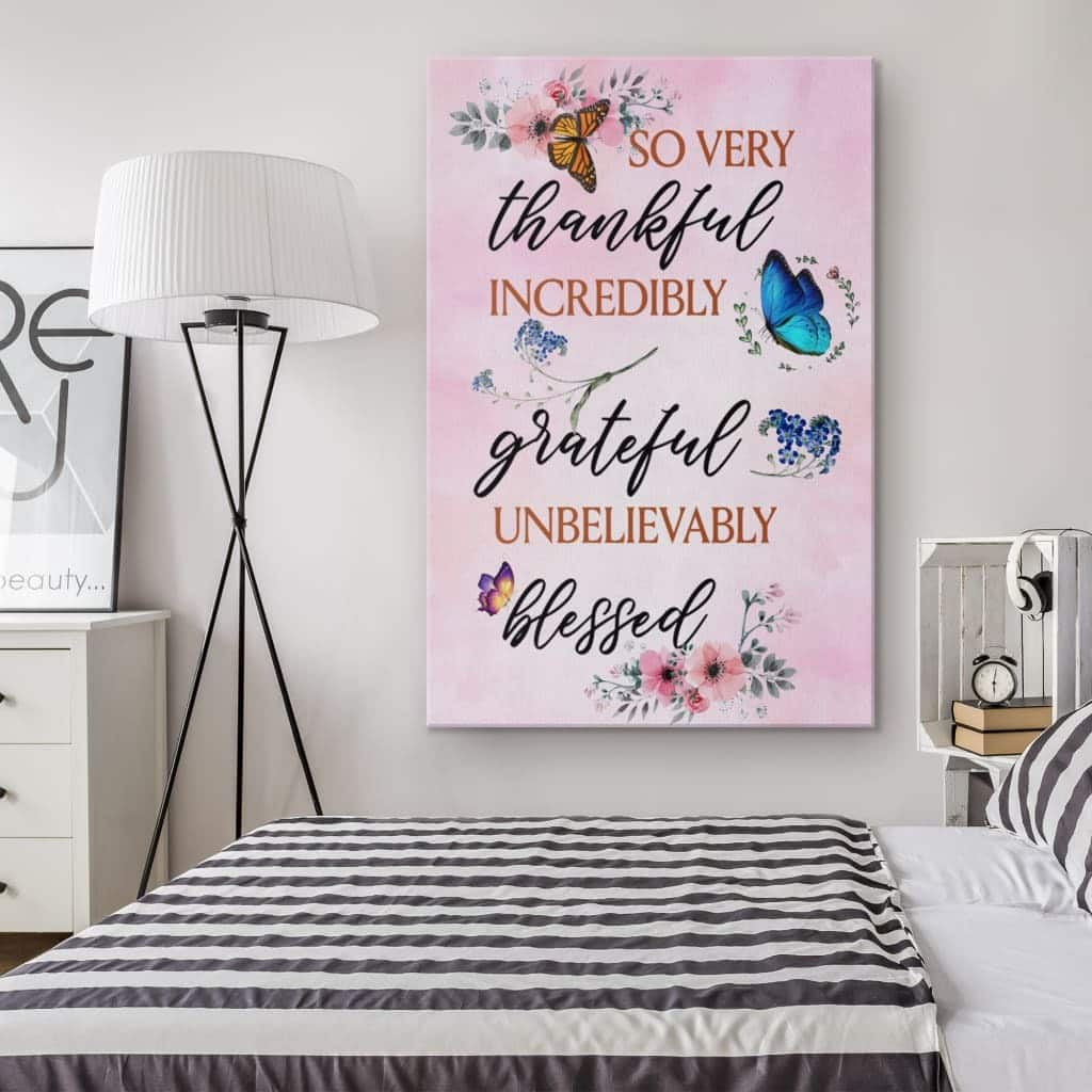 Christian Canvas Print Grateful Thankful Blessed Blessed