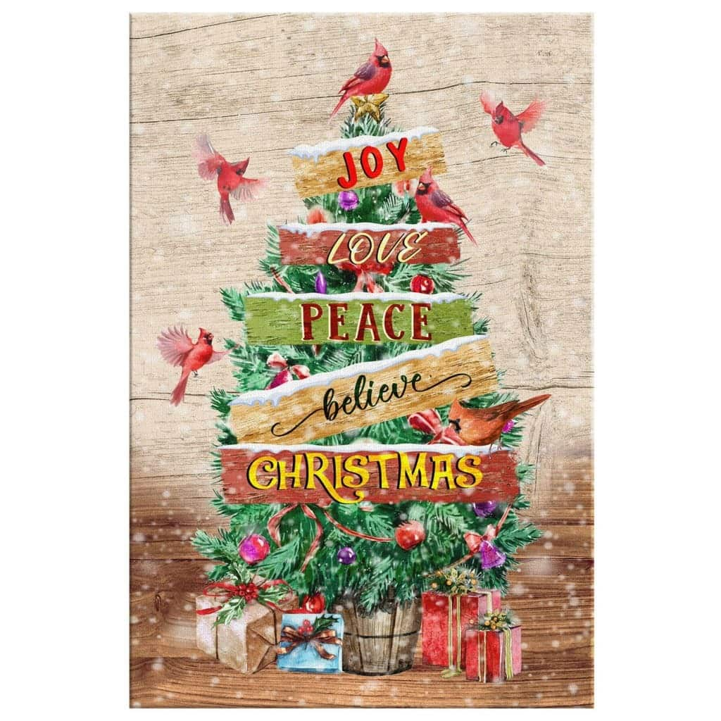 Christian Canvas Print Joy Love Peace Believe Christmas