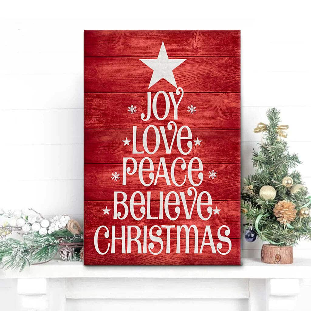 Christian Christmas Canvas Print Joy Love Peace Believe