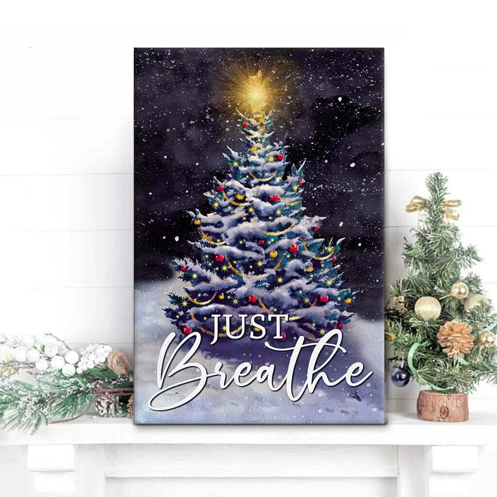 Christian Just Breathe Canvas Print Christmas Tree