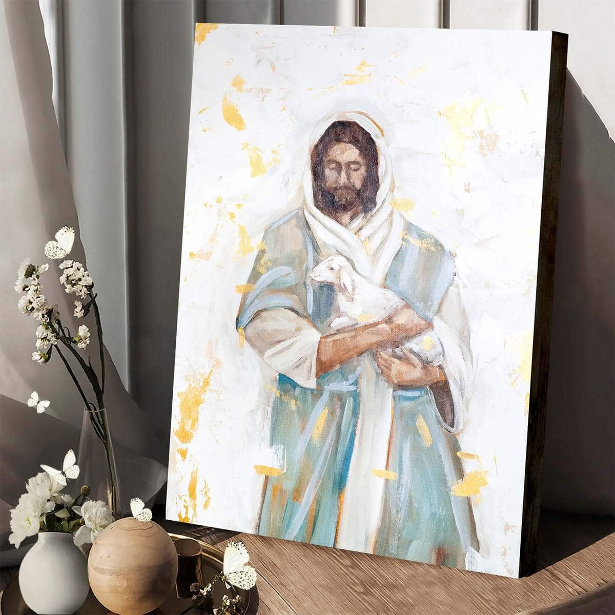 Christian Canvas Print Jesus Lost Sheep Paper