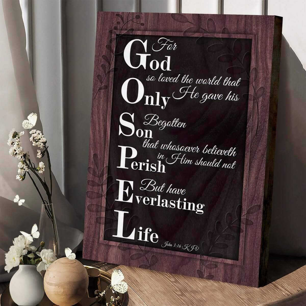 Christian Canvas Print For God So Loved The World