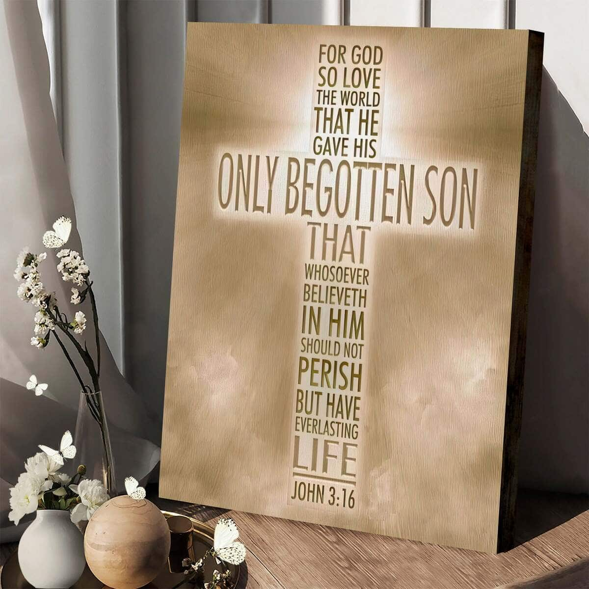 Christian Canvas Print John 3:16 For God So Loved The World Bible Verse