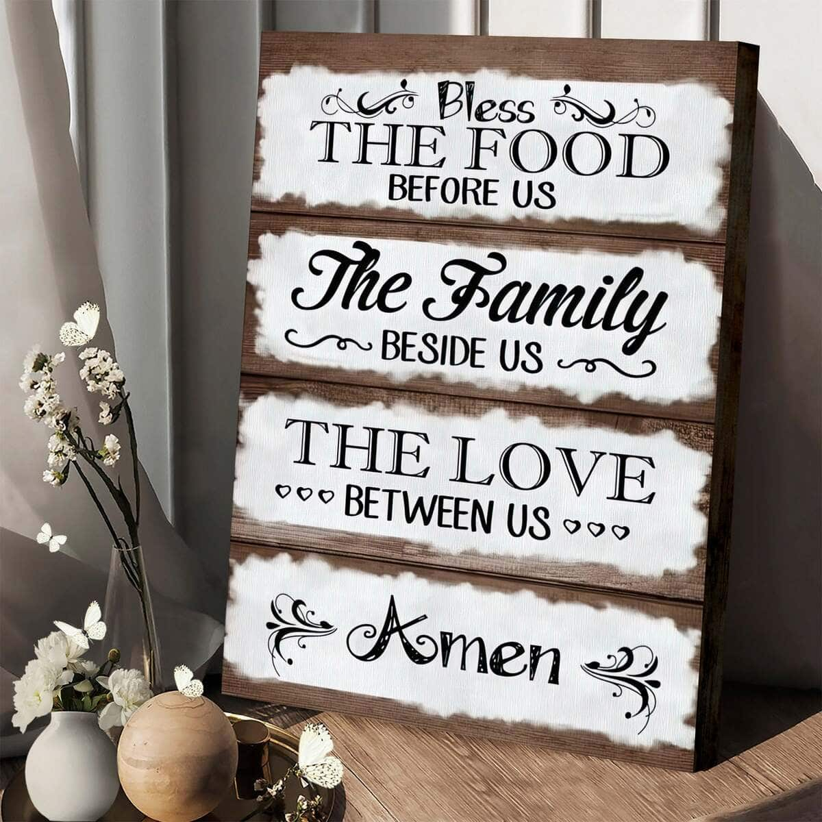 Christian Canvas Print Bless The Food Before Us Amen